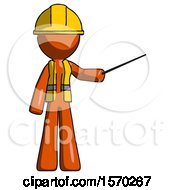Orange Construction Worker Contractor Man Teacher Or Conductor With Stick Or Baton Directing