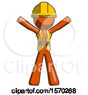 Poster, Art Print Of Orange Construction Worker Contractor Man Surprise Pose Arms And Legs Out