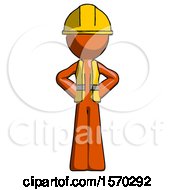 Poster, Art Print Of Orange Construction Worker Contractor Man Hands On Hips