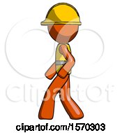 Poster, Art Print Of Orange Construction Worker Contractor Man Walking Left Side View