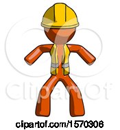 Poster, Art Print Of Orange Construction Worker Contractor Male Sumo Wrestling Power Pose