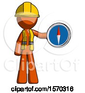 Orange Construction Worker Contractor Man Holding A Large Compass