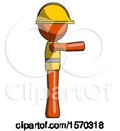 Poster, Art Print Of Orange Construction Worker Contractor Man Pointing Right