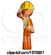Poster, Art Print Of Orange Construction Worker Contractor Man Soldier Salute Pose