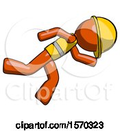 Poster, Art Print Of Orange Construction Worker Contractor Man Running While Falling Down