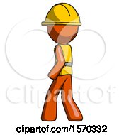 Poster, Art Print Of Orange Construction Worker Contractor Man Walking Away Direction Left View