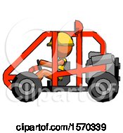 Orange Construction Worker Contractor Man Riding Sports Buggy Side View