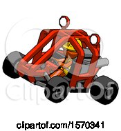 Orange Construction Worker Contractor Man Riding Sports Buggy Side Top Angle View