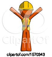 Poster, Art Print Of Orange Construction Worker Contractor Man With Arms Out Joyfully