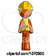 Poster, Art Print Of Orange Construction Worker Contractor Man Walking Away Back View