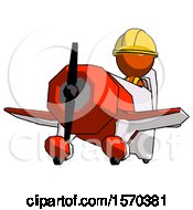 Poster, Art Print Of Orange Construction Worker Contractor Man Flying In Geebee Stunt Plane Viewed From Below