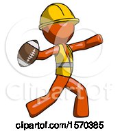 Poster, Art Print Of Orange Construction Worker Contractor Man Throwing Football