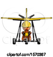 Poster, Art Print Of Orange Construction Worker Contractor Man In Ultralight Aircraft Front View