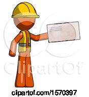 Poster, Art Print Of Orange Construction Worker Contractor Man Holding Large Envelope