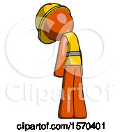 Poster, Art Print Of Orange Construction Worker Contractor Man Depressed With Head Down Back To Viewer Left