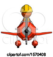 Poster, Art Print Of Orange Construction Worker Contractor Man In Geebee Stunt Plane Front View