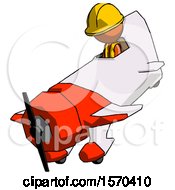 Poster, Art Print Of Orange Construction Worker Contractor Man In Geebee Stunt Plane Descending View