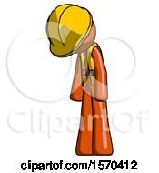 Poster, Art Print Of Orange Construction Worker Contractor Man Depressed With Head Down Turned Left