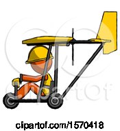 Poster, Art Print Of Orange Construction Worker Contractor Man In Ultralight Aircraft Side View