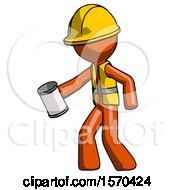 Poster, Art Print Of Orange Construction Worker Contractor Man Begger Holding Can Begging Or Asking For Charity Facing Left