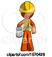 Poster, Art Print Of Orange Construction Worker Contractor Man Begger Holding Can Begging Or Asking For Charity