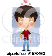 Clipart Of A Romantic Hispanic Teen Boy Royalty Free Vector Illustration