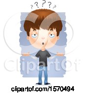 Clipart Of A Careless Shrugging White Teen Boy Royalty Free Vector Illustration