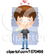 Clipart Of A Romantic White Teen Boy Royalty Free Vector Illustration