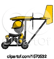 Black Construction Worker Contractor Man In Ultralight Aircraft Side View