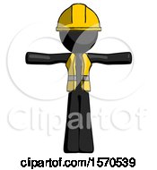 Poster, Art Print Of Black Construction Worker Contractor Man T-Pose Arms Up Standing
