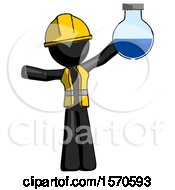 Poster, Art Print Of Black Construction Worker Contractor Man Holding Large Round Flask Or Beaker