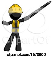 Poster, Art Print Of Black Construction Worker Contractor Man Demonstrating That Indeed The Pen Is Mightier