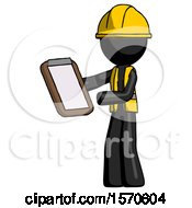 Poster, Art Print Of Black Construction Worker Contractor Man Reviewing Stuff On Clipboard