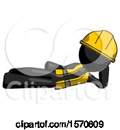 Poster, Art Print Of Black Construction Worker Contractor Man Reclined On Side