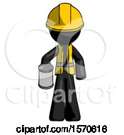 Poster, Art Print Of Black Construction Worker Contractor Man Begger Holding Can Begging Or Asking For Charity