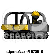Black Construction Worker Contractor Man Driving Amphibious Tracked Vehicle Side Angle View
