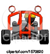 Poster, Art Print Of Black Construction Worker Contractor Man Riding Sports Buggy Front View