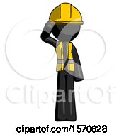Poster, Art Print Of Black Construction Worker Contractor Man Soldier Salute Pose