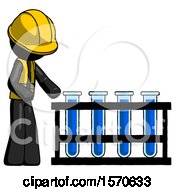 Poster, Art Print Of Black Construction Worker Contractor Man Using Test Tubes Or Vials On Rack