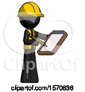 Poster, Art Print Of Black Construction Worker Contractor Man Using Clipboard And Pencil