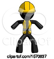 Black Construction Worker Contractor Male Sumo Wrestling Power Pose