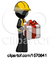Poster, Art Print Of Black Construction Worker Contractor Man Giving A Present
