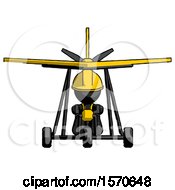 Poster, Art Print Of Black Construction Worker Contractor Man In Ultralight Aircraft Front View