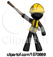 Poster, Art Print Of Black Construction Worker Contractor Man Bo Staff Pointing Up Pose