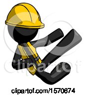 Poster, Art Print Of Black Construction Worker Contractor Man Flying Ninja Kick Right