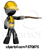Poster, Art Print Of Black Construction Worker Contractor Man Pointing With Hiking Stick