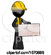 Poster, Art Print Of Black Construction Worker Contractor Man Presenting Large Envelope