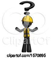 Poster, Art Print Of Black Construction Worker Contractor Man With Question Mark Above Head Confused