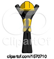 Poster, Art Print Of Black Construction Worker Contractor Man Hands Up