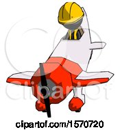 Poster, Art Print Of Black Construction Worker Contractor Man In Geebee Stunt Plane Descending Front Angle View